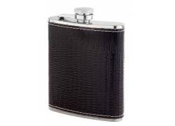 Hip Flask Φλασκί Ποτού Με Δερματίνη Μαύρο (490170) - 210ml