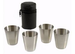 Σετ Μεταλλικά Σφηνοπότηρα με Δερμάτινη Θήκη (499970) - 4 τμχ