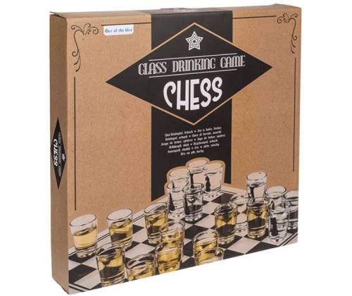 Σετ 32 Σφηνοπότηρα Σχέδιο Σκάκι με Σκακιέρα 35x35 εκ. - Παιχνίδι Κατανάλωσης - Τιμή: 29,90€