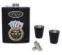 Flask Set Φλασκί Ποτού All Black Poker 777 με 2 Σφηνοπότηρα, Τράπουλα και Ζάρια (4336) - 240ml - Τιμή: 22,50€