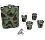 Flask Set Camo Drinking Flask with 4 Square Wedge Glasses (4345) - 240ml -  Price: 22,00€