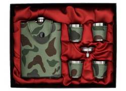 Flask Set Φλασκί Ποτού Camo με 4 Σφηνοπότηρα Square (4345) - 240ml