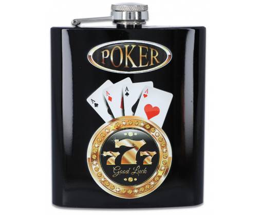 Hip Flask Φλασκί Ποτού All Black Poker (F4012) - 210ml - Τιμή: 11,90€