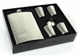 Hip Flask Set Φλασκί Ποτού με 4 Σφηνοπότηρα Chrome Nubs (F014) - 240ml