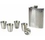 Hip Flask Set Φλασκί Ποτού με 4 Σφηνοπότηρα Chrome Nubs (F014) - 240ml - Τιμή: 16,50€