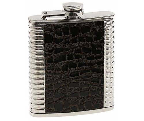Hip Flask Φλασκί Ποτού Reptile Chrome (F007) - 210ml -  Price: 11,90€
