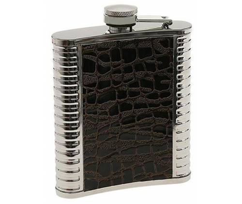 Hip Flask Φλασκί Ποτού Reptile Chrome (F007) - 210ml -  Price: 11,90€