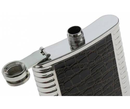 Hip Flask Φλασκί Ποτού Reptile Chrome (F007) - 210ml -  Price: 11,90€