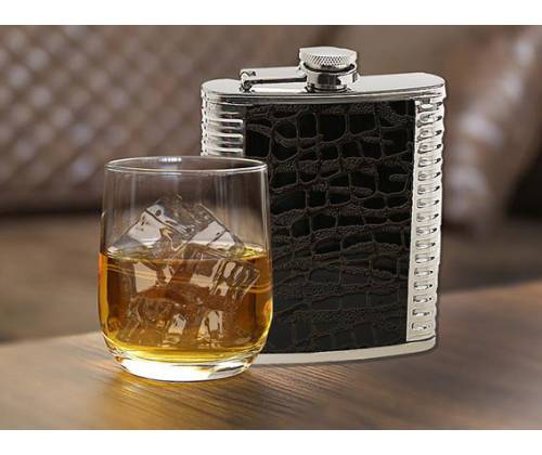 Hip Flask Φλασκί Ποτού Reptile Chrome (F007) - 210ml -  Price: 11,90€