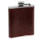 Hip Flask Φλασκί Ποτού Leather Red Brown Καφέ (F010) - 210ml - Τιμή: 11,90€