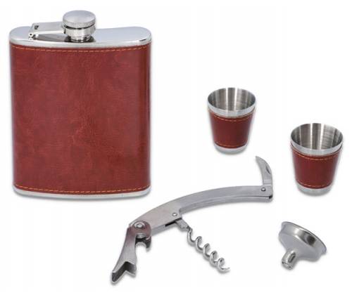 Hip Flask Set Drink Flask - Chess with shot glasses (F4506) - 240ml Brown -  Price: 35,50€