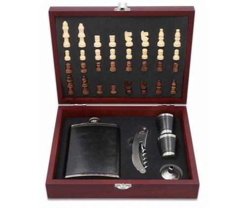 Hip Flask Set Drink Flask - Chess with shot glasses (F4519) - 240ml Black -  Price: 35,50€