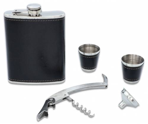 Hip Flask Set Drink Flask - Chess with shot glasses (F4519) - 240ml Black -  Price: 35,50€