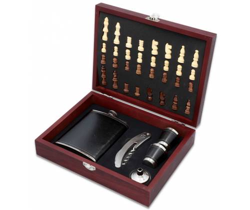 Hip Flask Set Drink Flask - Chess with shot glasses (F4519) - 240ml Black -  Price: 35,50€