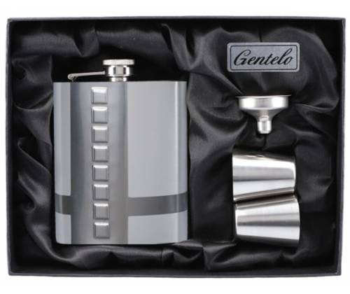 Flask Set Φλασκί Ποτού Πολυτελείας με 2 Σφηνοπότηρα Square (4108) - 210ml - Τιμή: 18,50€