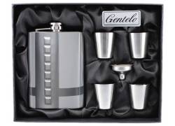 Flask Set Φλασκί Ποτού Πολυτελείας με 4 Σφηνοπότηρα Square (4118) - 240ml