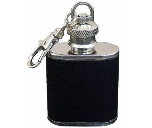 Flask Φλασκί Ποτού Mini Μπρελόκ Τεχνόδερμα Καφέ - 30ml - Τιμή: 4,80€