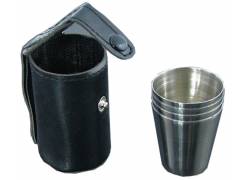 Σετ Μεταλλικά Σφηνοπότηρα με Δερμάτινη Θήκη με Κουμπί - 4 τμχ