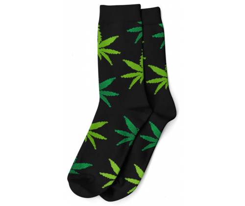 Long Socks Men's Size (40-45) Cannabis Leaf-Black/Green (2) -  Price: 3,90€