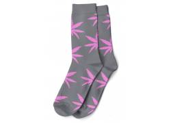 Κάλτσες Μακριές Γυναικείες Cannabis Leaf (36-42) - Γκρι/Ροζ