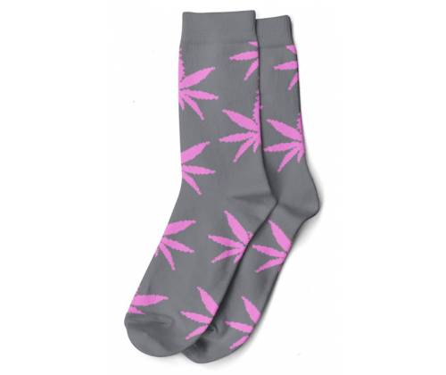 Κάλτσες Μακριές Γυναικείες Cannabis Leaf (36-42) - Γκρι/Ροζ - Τιμή: 3,90€