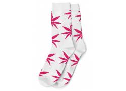 Κάλτσες Μακριές Γυναικείες Cannabis Leaf (36-42) - Ασπρο/Ροζ
