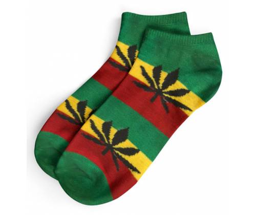 Κάλτσες Κοντές Γυναικείες Cannabis Leaf (36-42) - Rasta/Μαύρο - Τιμή: 3,90€