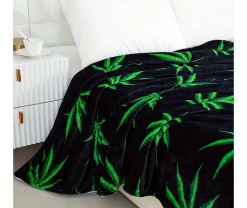 Κουβέρτα Μαύρη με Σχέδιο Leaves για Διπλό Κρεβάτι - 200x180cm - Τιμή: 32,50€