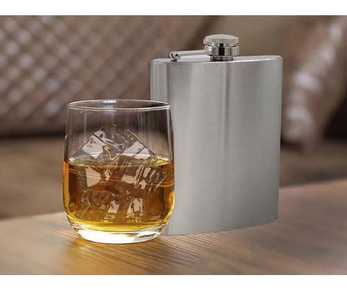 Hip Flask Φλασκί Ποτού Chrome Mat (F001) - 210ml - Τιμή: 9,90€