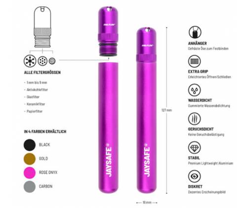 Jaysafe Κύλινδρος Αποθήκευσης Μεταλλικός Premium 11cm - Μωβ - Τιμή: 7,90€