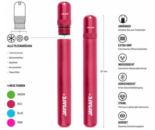 Jaysafe Metal Storage Cylinder Premium 11cm - Red -  Price: 8,50€