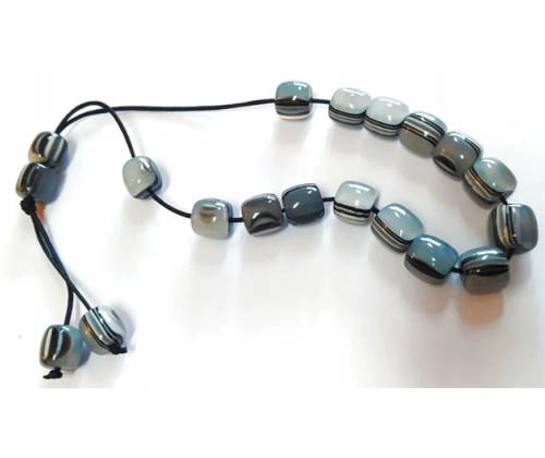 Κομπολόι Χειροποίητο από Μείγμα Κεχριμπαριού με 19 Χάντρες - Γκρι - Τιμή: 8,90€