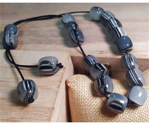 Κομπολόι Χειροποίητο από Μείγμα Κεχριμπαριού με 19 Χάντρες - Γκρι - Τιμή: 8,90€