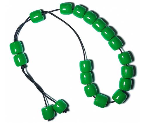 Κομπολόι Χειροποίητο από Μείγμα Κεχριμπαριού με 19 Χάντρες - Πράσινο - Τιμή: 8,90€