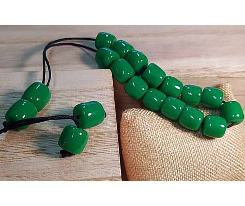 Κομπολόι Χειροποίητο από Μείγμα Κεχριμπαριού με 19 Χάντρες - Πράσινο - Τιμή: 8,90€