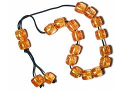 Κομπολόι Χειροποίητο από Μείγμα Κεχριμπαριού με 19 Χάντρες - Πορτοκαλί Διάφανο