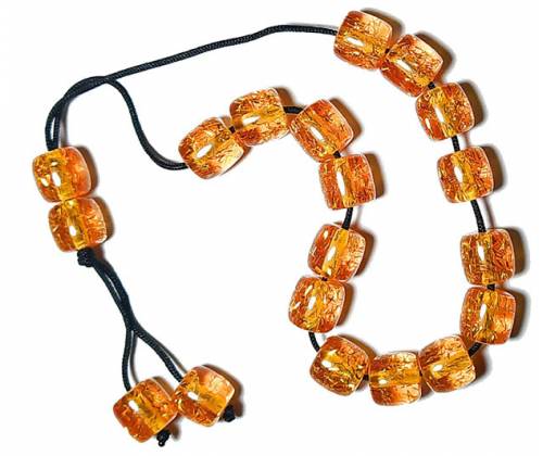 Κομπολόι Χειροποίητο από Μείγμα Κεχριμπαριού με 19 Χάντρες - Πορτοκαλί Διάφανο - Τιμή: 8,90€