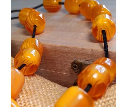 Κομπολόι Χειροποίητο από Μείγμα Κεχριμπαριού με 19 Χάντρες - Πορτοκαλί - Τιμή: 8,90€