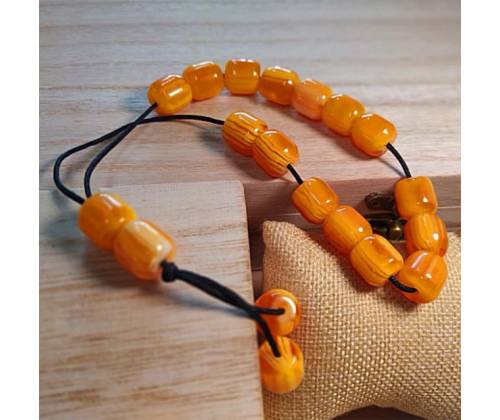 Κομπολόι Χειροποίητο από Μείγμα Κεχριμπαριού με 19 Χάντρες - Πορτοκαλί - Τιμή: 8,90€