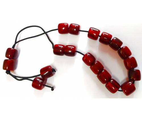 Κομπολόι Χειροποίητο από Μείγμα Κεχριμπαριού με 19 Χάντρες - Μπορντό - Τιμή: 8,90€