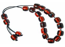 Κομπολόι Χειροποίητο από Μείγμα Κεχριμπαριού με 19 Χάντρες - Μαύρο-Κόκκινο