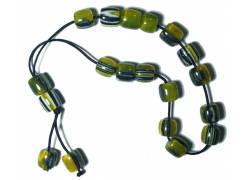 Κομπολόι Χειροποίητο από Μείγμα Κεχριμπαριού με 19 Χάντρες - Πράσινο-Μαύρο