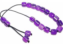 Κομπολόι Χειροποίητο από Μείγμα Κεχριμπαριού με 19 Χάντρες - Μωβ