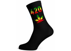 Κάλτσες Μακριές Cannabis Leaf (40-45) - Μαύρο/420 Rasta
