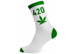 Κάλτσες Μακριές Cannabis Leaf (40-45) - Ασπρο/420 Πράσινο