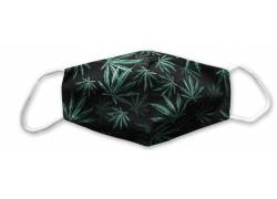 Μάσκα Προστασίας Βαμβακερή Μαύρη - Σχέδιο Φύλλα Κάνναβης (2)