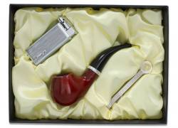 Σετ Κλασική Πίπα Καπνού MD Καφέ με Αναπτήρα Πολυτελείας - 40000256