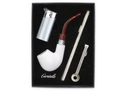 Σετ Κλασική Πίπα Καπνού MD Κεραμική Λευκό Ματ με Αναπτήρα Πολυτελείας - 40000263