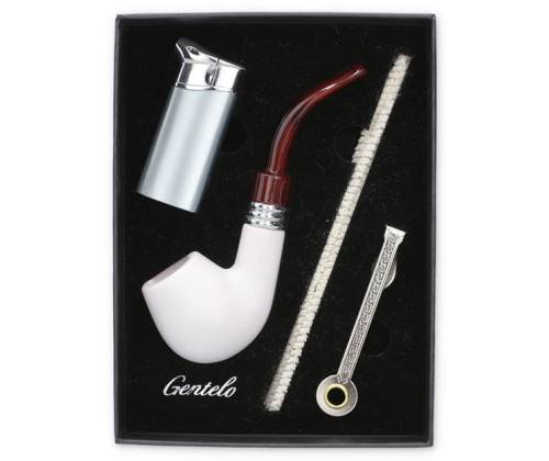 Σετ Κλασική Πίπα Καπνού MD Κεραμική Λευκό Ματ με Αναπτήρα Πολυτελείας - 40000263 - Τιμή: 23,50€