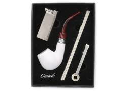 Σετ Κλασική Πίπα Καπνού MD Κεραμική Λευκό Ματ με Αναπτήρα Πολυτελείας - 40000264